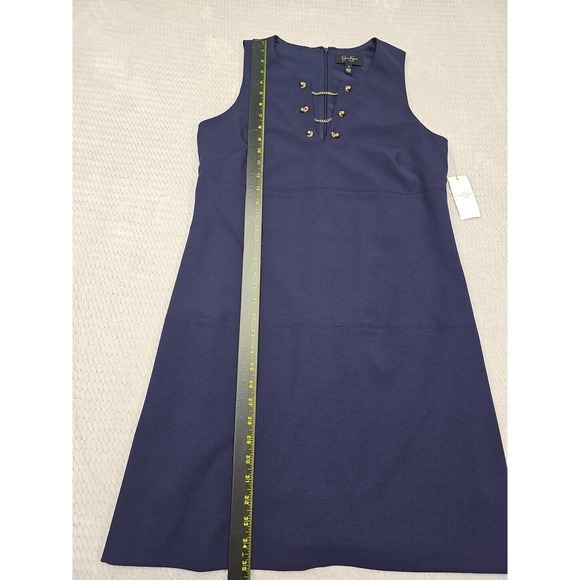Jessica Simpson Dress Womens 10 Blue Sleeveless Gold Accents New With Tags - Picture 2 of 9
